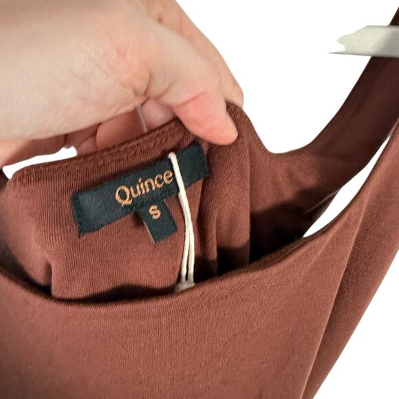 Quince Tencel Jersey Side Tie Midi Wrap Dress Brown Sleeveless NEW Womens Small - Picture 4 of 8